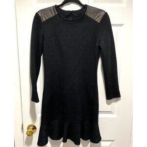 Sandro Black Long Sleeve Mini Shift Dress Women's Size 0-1